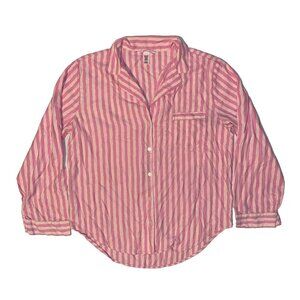 Victoria’s Secret  Women’s Pink W/Gold & White Stripes Pajama PJ Top Shirt Small